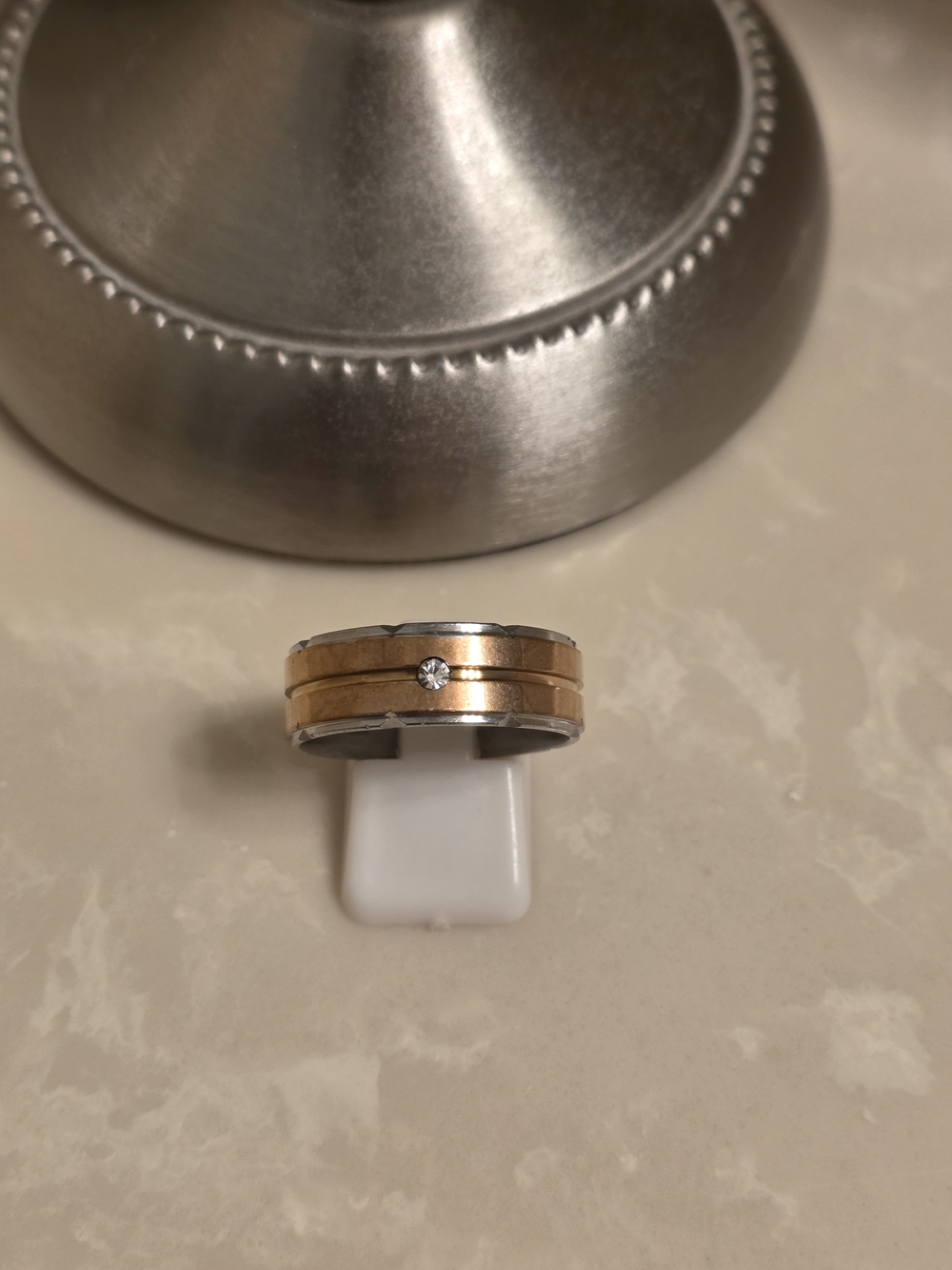 Men's Copper and Silver Ring with CZ Accent Size 11